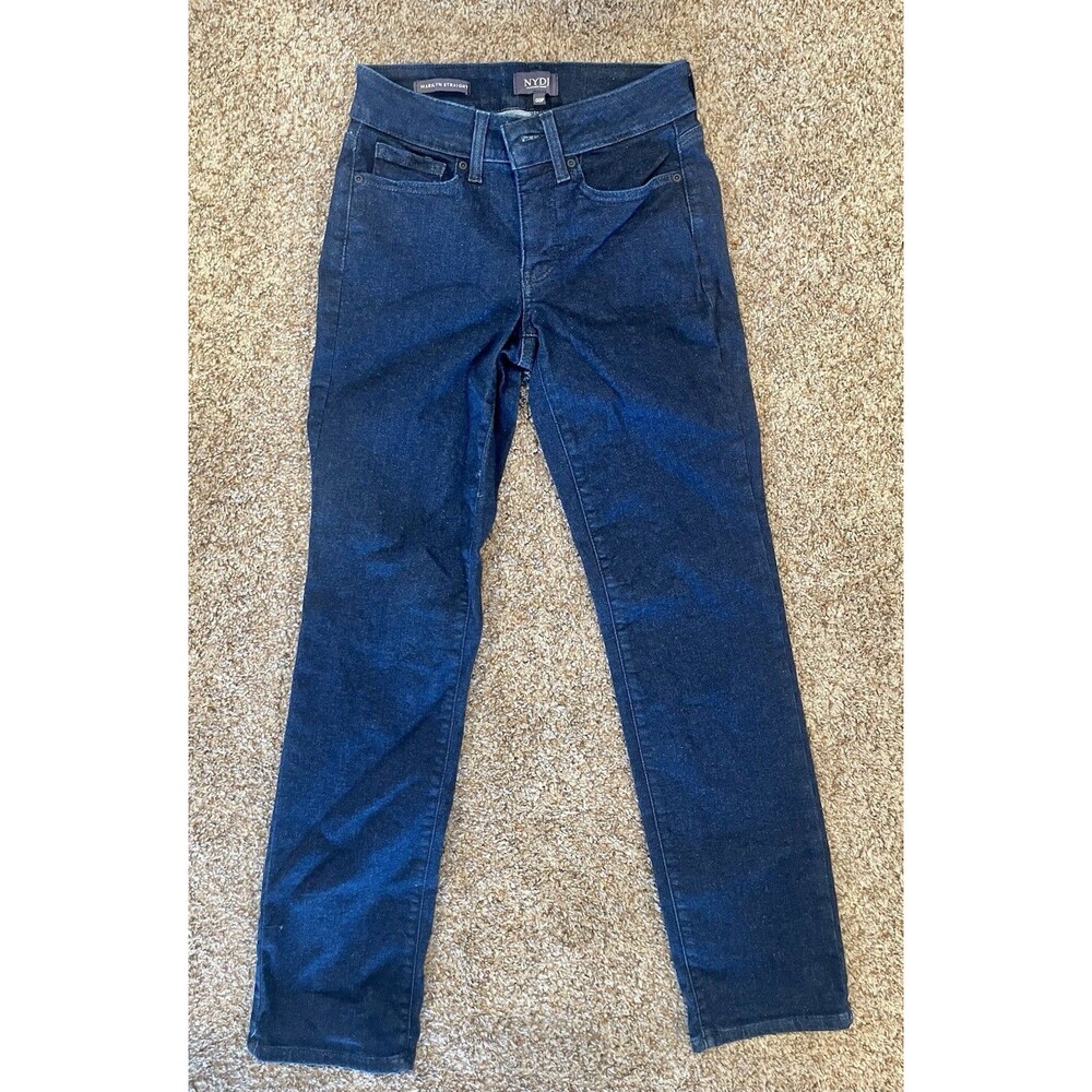 NYDJ Marilyn Straight Jeans Women's 00P Dark Wash #1027
